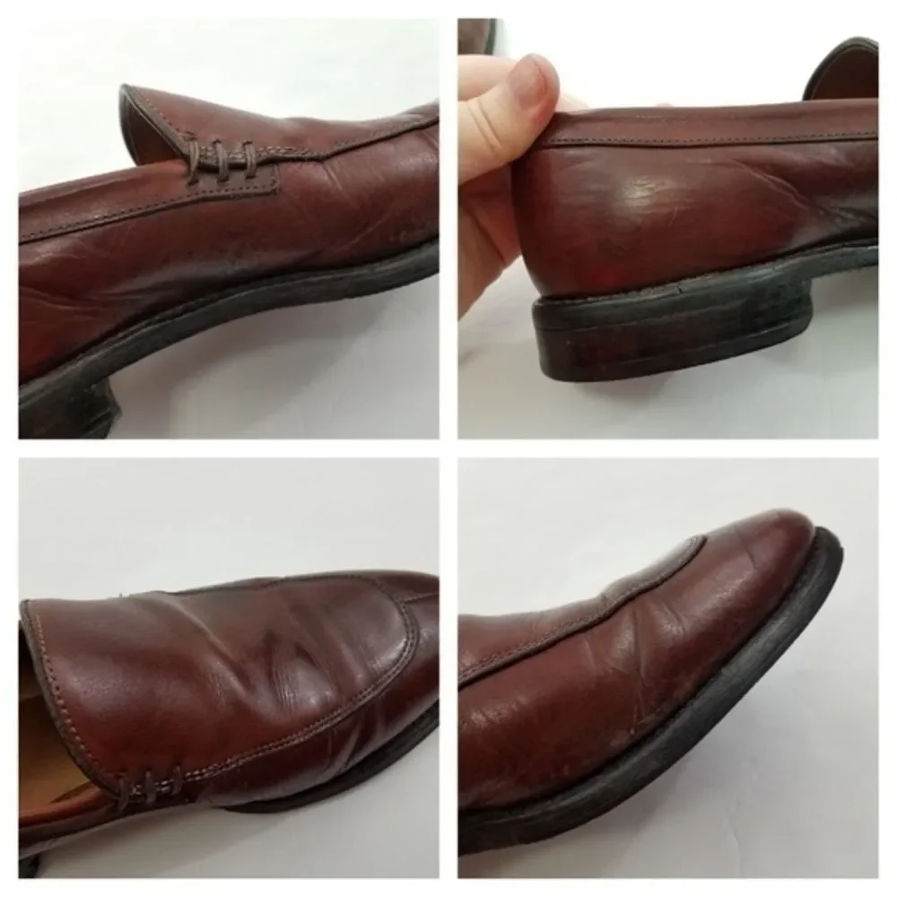 Allen Edmonds Steen 8.5 D Brown Leather Slip on Loafers Mens Shoes Split Toe